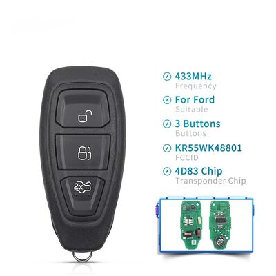 HN013426 3 Button 433Mhz 4D63 80Bit KR55WK48801 Smart Car Remote Keyless Key For Ford