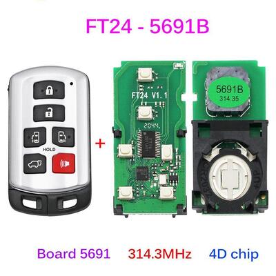 HN005207 6 Button Smart Key For 2011-2019 Sienna 314.3MHz 271451-5691 89904-08010