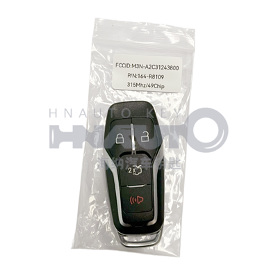 4 Buttons Car Remote Key Fob FCC M3N-A2C31243800 315MHz ID49 Chip Keyless Entry Replacement for Ford Mustang 2015 2016 2017